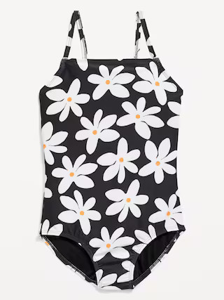 Printed Back Cutout One-Piece Swimsuit for Girls | Old Navy (US)