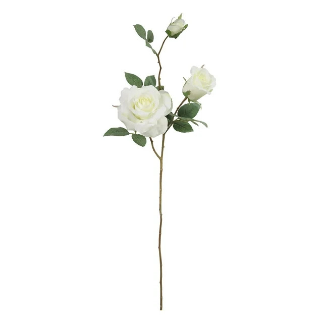 29.5-inch Artificial Silk White Rose 3 Heads Long Spray, for Indoor Use, by Mainstays | Walmart (US)