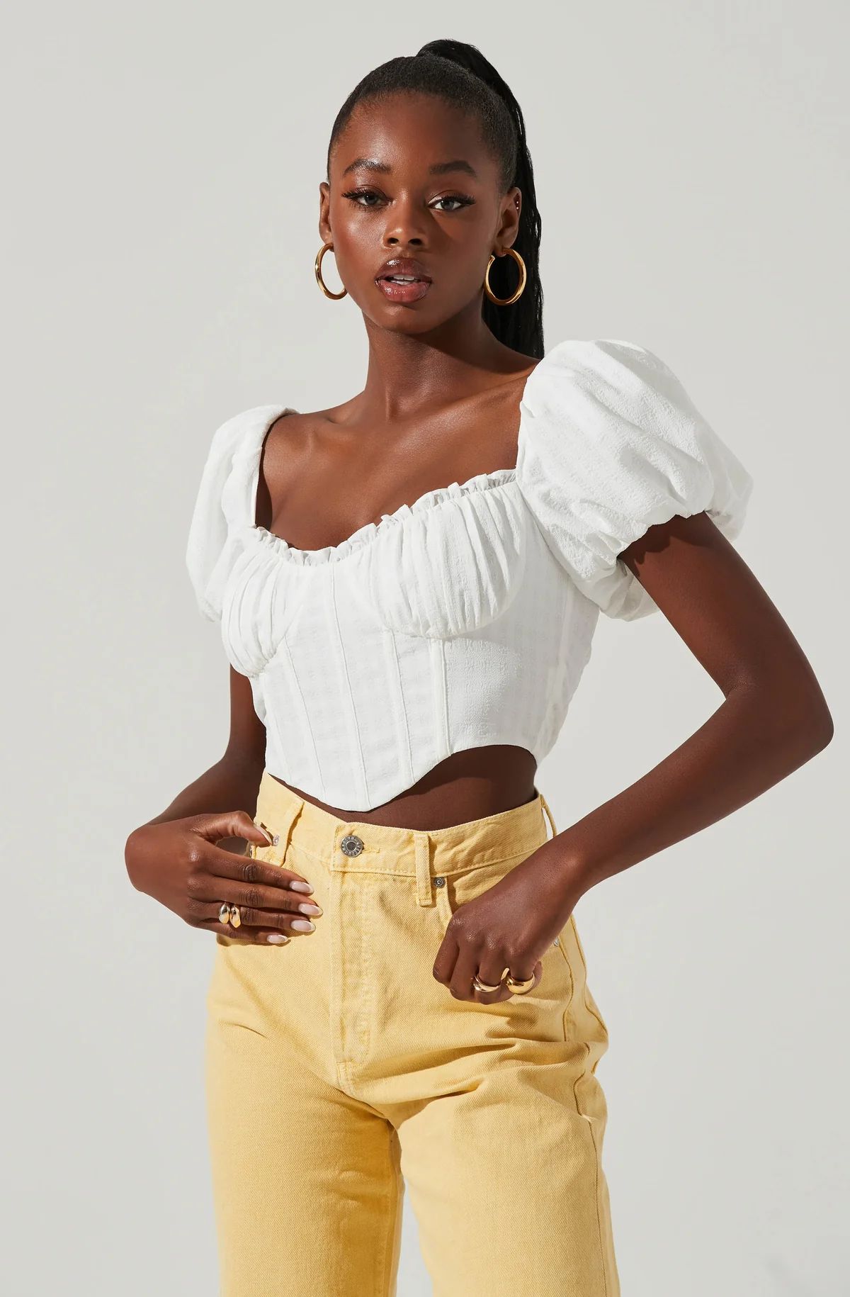 Paola Sweetheart Bustier Puff Sleeve Top | ASTR The Label (US)