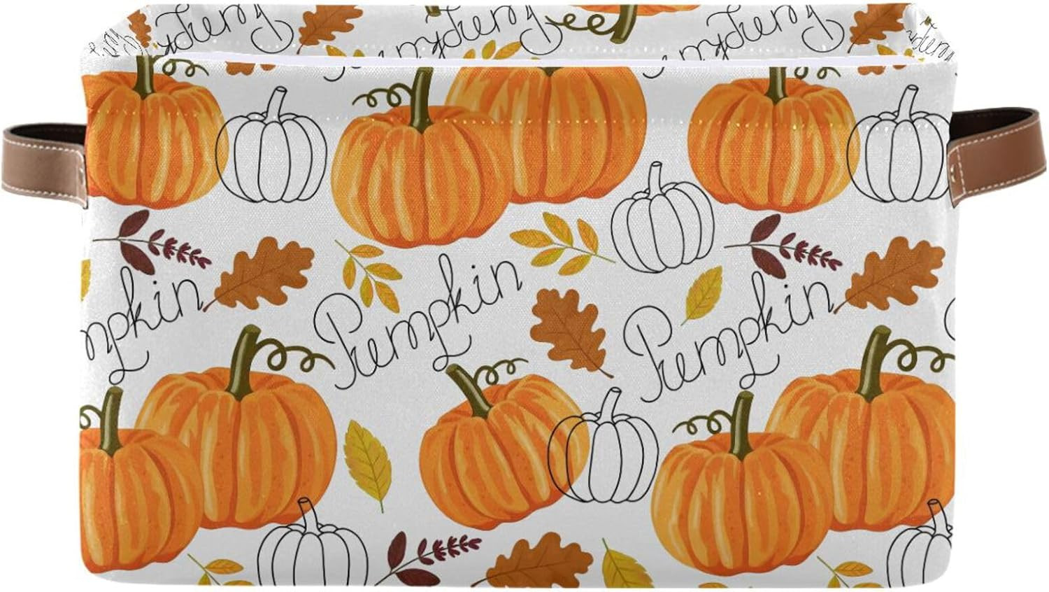senya Thanksgiving Basket Fall Basket, Pumpkin Leaves Autumn Foldable Fabric Collapsible Storage Bins Organizer Bag for Storage | Amazon (US)