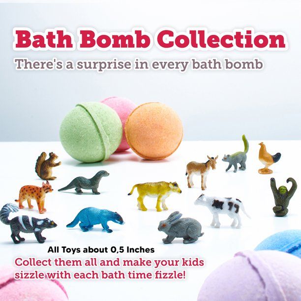 Eco Time handmade in USA bath bombs for kids with mini animal toys inside - Walmart.com | Walmart (US)