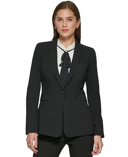DKNY Women's Business Casual One Button Blazer, Black, 0 | Amazon (US)
