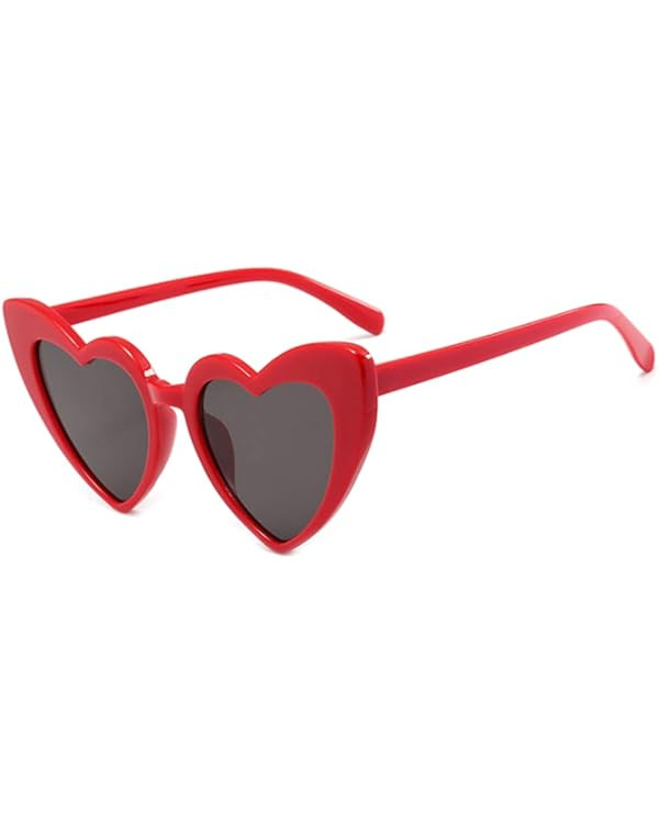 Love Heart Shaped Sunglasses for Women,Vintage Cat Eye Mod Style Retro Glasses | Amazon (US)