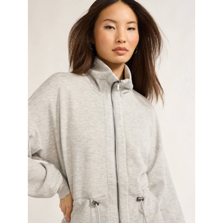 Scoop Women’s and Women's Plus Ultimate ScubaKnit Longline Drawstring Zip Jacket, Sizes XS-4X -... | Walmart (US)