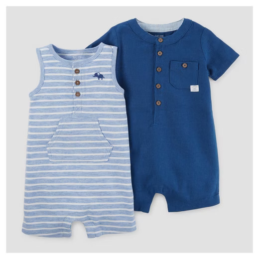 Baby Boys' 2pk Pocket Romper - Just One You™ Made by Carter's® Blue | Target