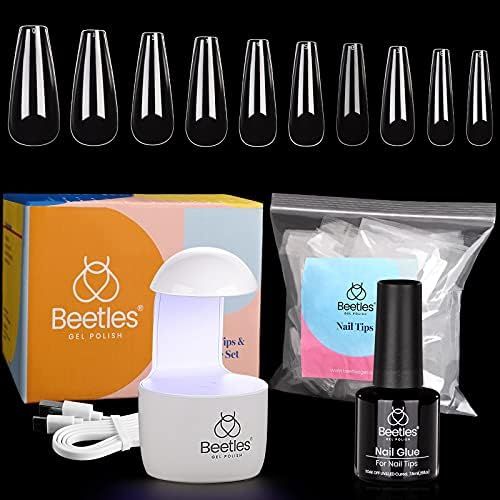 Beetles Nail Tips and Glue Gel Nail Kit, 2 In 1 Nail Gel and Base Gel with 500Pcs Coffin Nails Tips  | Amazon (US)