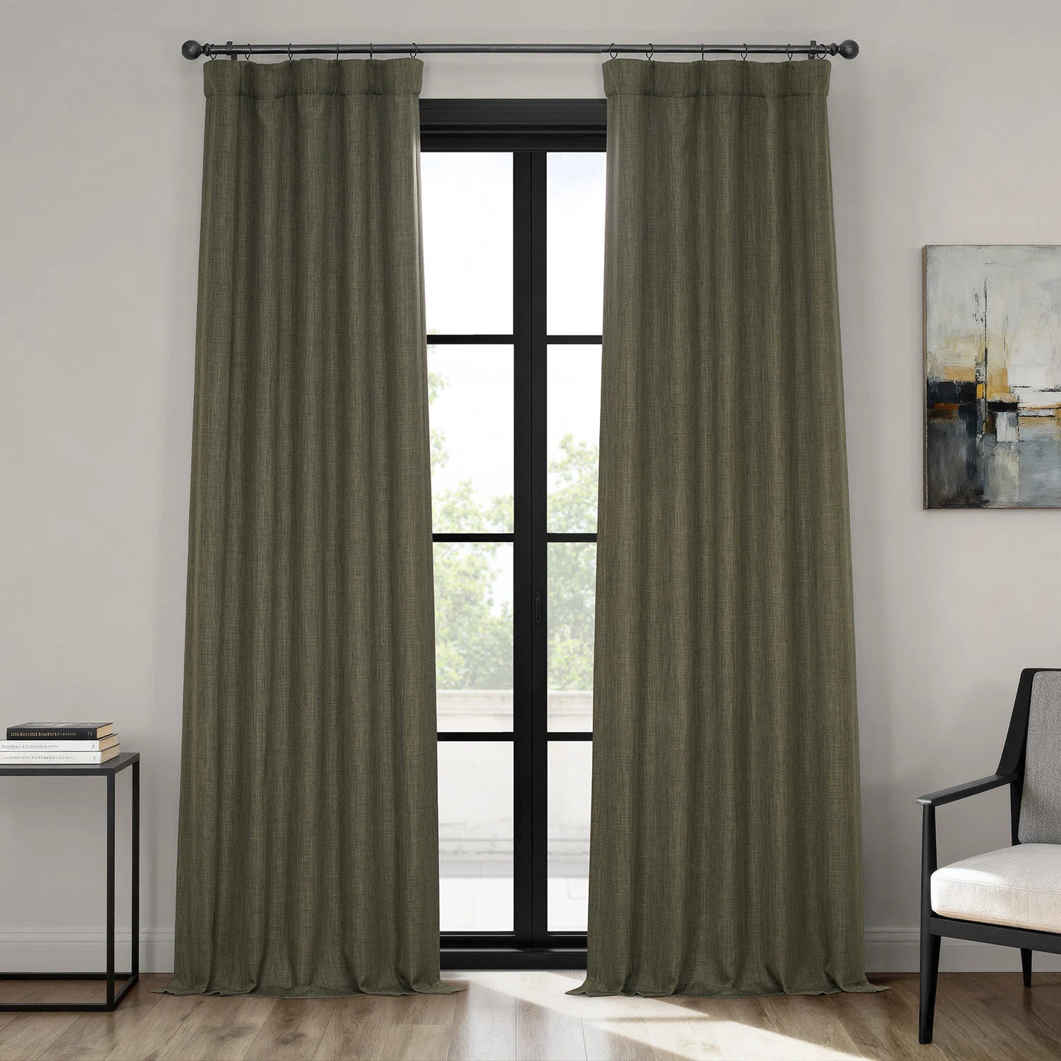 Ottis Textured Faux Linen Rod Pocket Room Darkening Curtains for Bedroom & Living Room Curtains -... | Wayfair North America