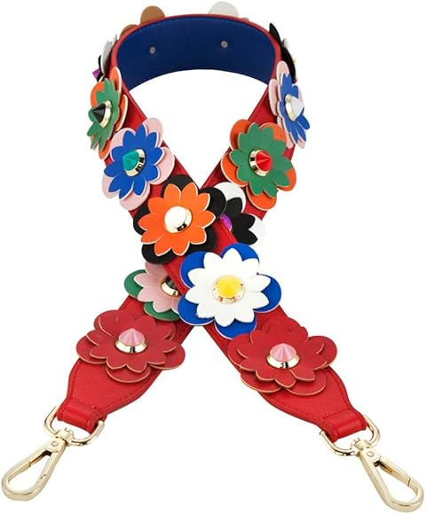 Flower Purse Strap Replacement, Multicolor Flowers PU Leather Bag Strap Belt for Purse Handbags S... | Amazon (US)