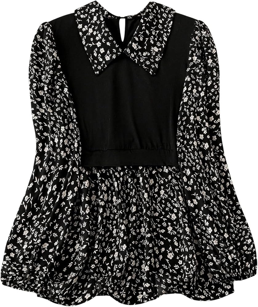 MakeMeChic Women's Plus Size 2 in 1 Ditsy Floral Blouse Lantern Sleeve Blouse Ruffle Hem Shirt To... | Amazon (US)