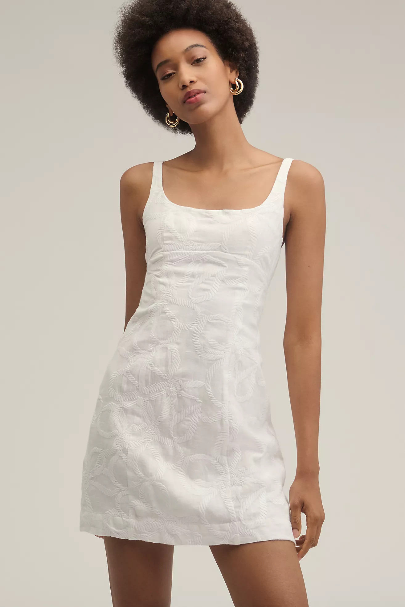 Lovaan Camilla Square-Neck Linen Mini Dress | Anthropologie (US)