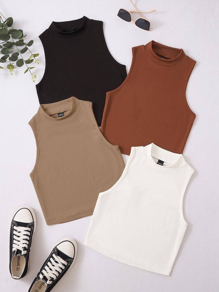 4pcs Solid Tank Top | SHEIN