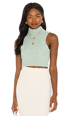 For Love & Lemons Dominique Crop Sweater Tank in Green from Revolve.com | Revolve Clothing (Global)