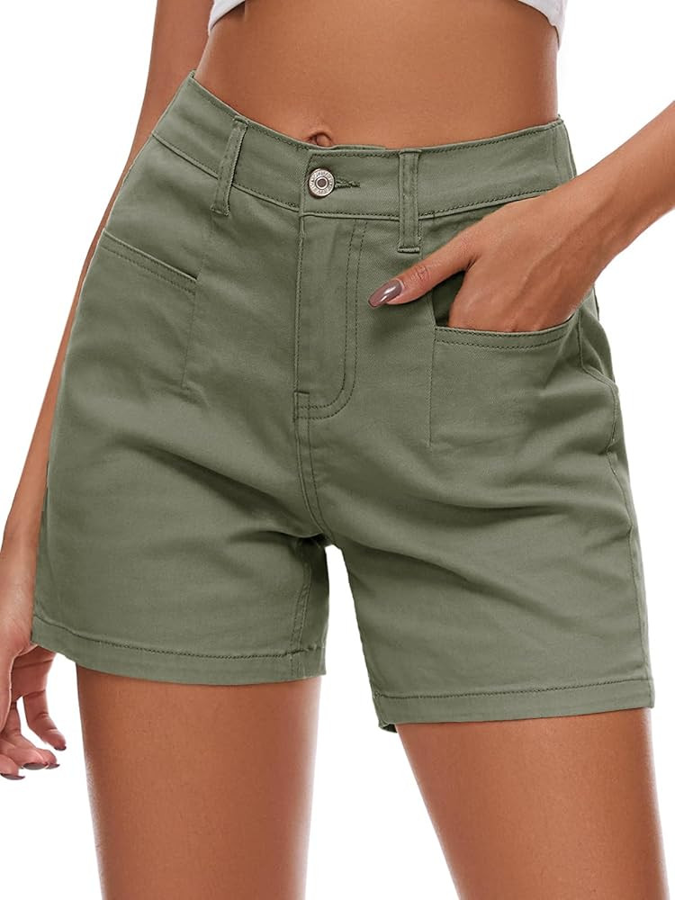 Women Stretchy Jean Shorts High Waisted Denim Shorts for Women Chino Cargo Shorts Women's Summer ... | Amazon (US)