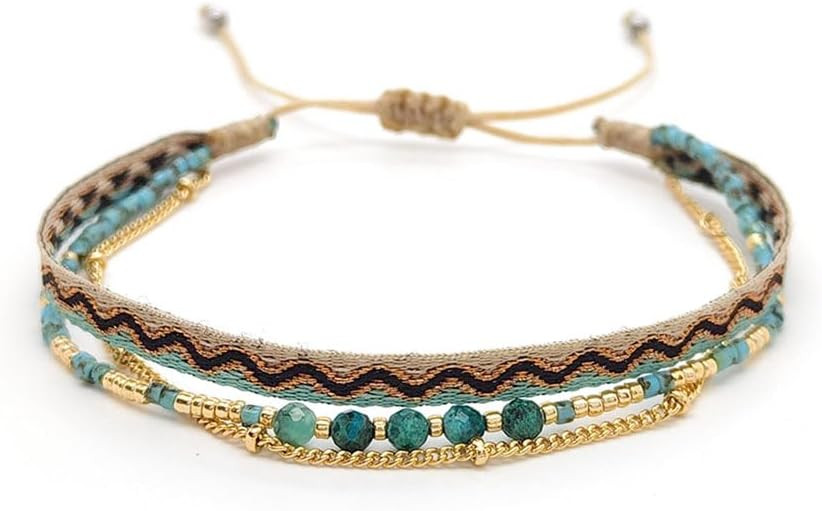 Boho Stretch Bracelets for Women - 2 Color Options with Japanese Miyuki beads & 18K Gold Plated C... | Amazon (US)