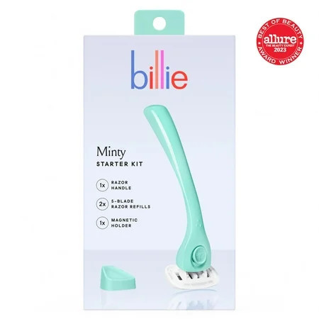 Billie Women’s Razor Kit - 1 Handle + 2 x 5-Blade Refills + Magnetic Holder - Minty | Walmart (US)