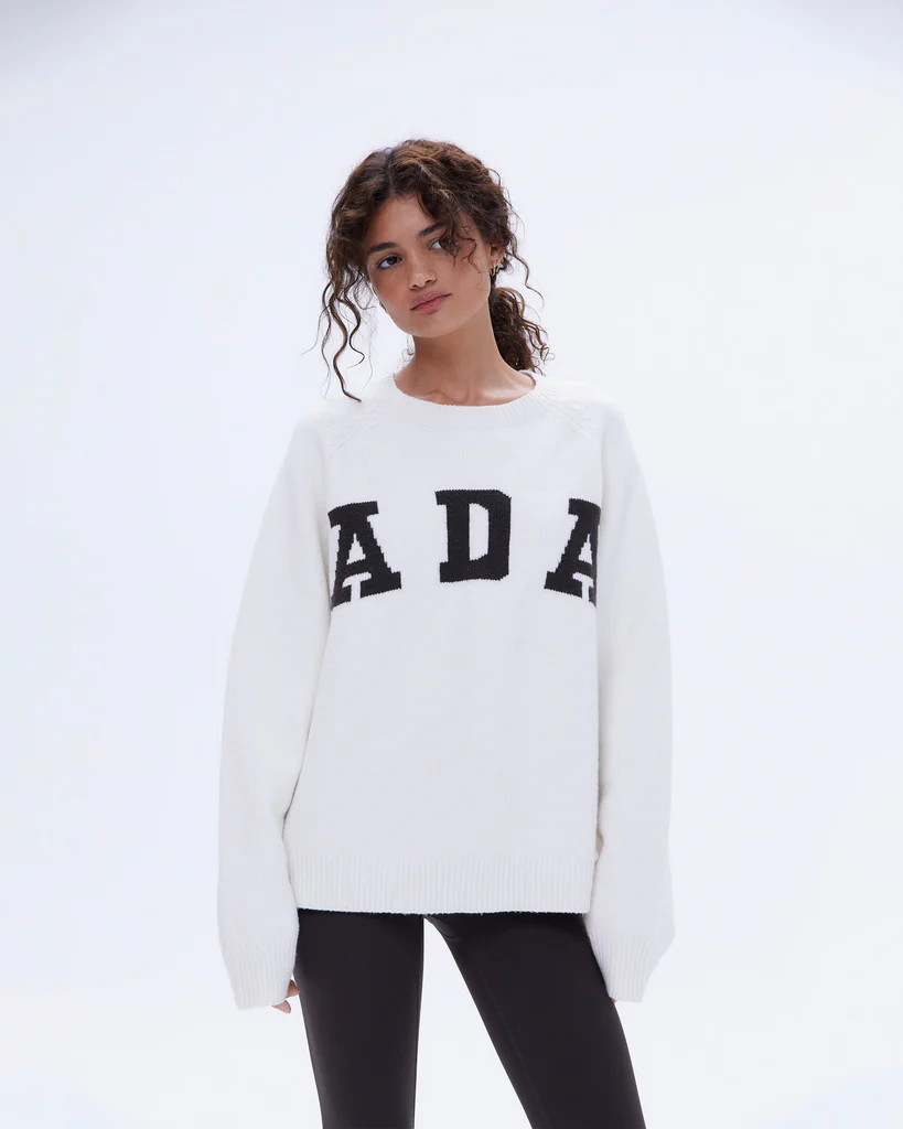 ADA Oversized Knit Sweatshirt - Cream/Coffee Bean | Adanola UK