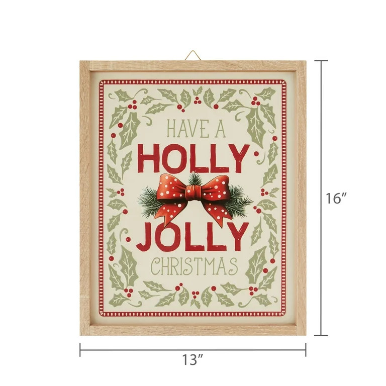 Christmas Holly Jolly Wall Hanging Decoration, Multicolor, 15.75" x 12.8", by Holiday Time - Walm... | Walmart (US)