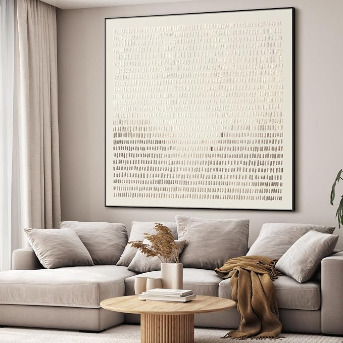 36"x36" Large Framed Wall Art - Decor Dot Pattern Neutral Tones (Frame Assembly Required) | Amazon (US)