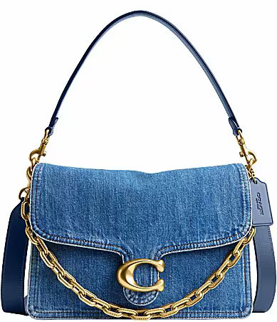 COACH Chain Tabby 30 Denim Shoulder Bag - Deep Blue | Dillard's