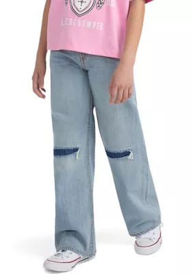 abercrombie kids Kids high rise ultra wide leg jeans, 13-14 | Belk