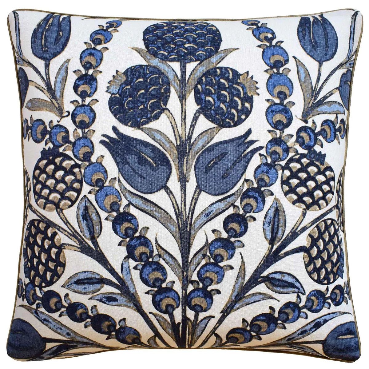Navy Margaut Floral Design Decorative Square Throw Pillow | The Well Appointed House, LLC