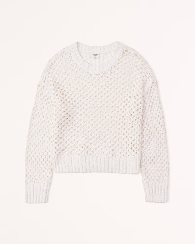 Long-Sleeve Crochet Crew Top | Abercrombie & Fitch (US)