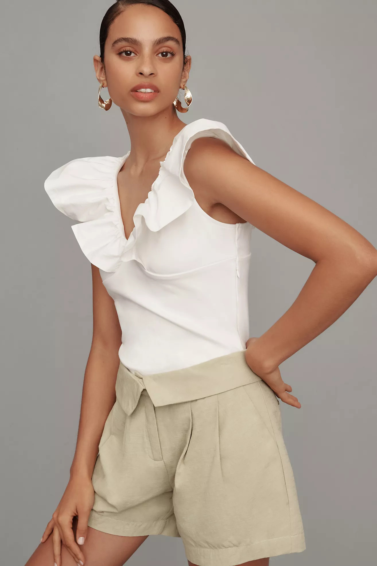 DOLAN Knit Ruffle Top | Anthropologie (US)