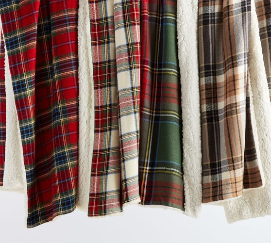 Plaid with Sherpa Back Throws | Pottery Barn (US)