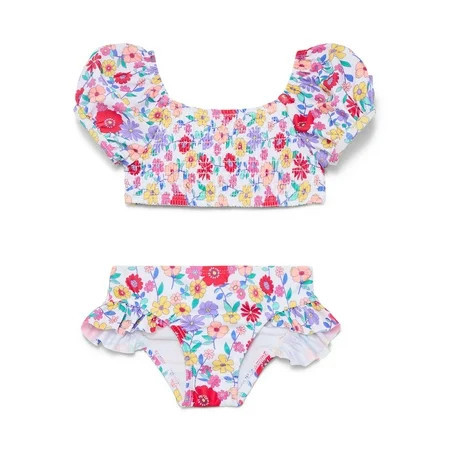 Wonder Nation Baby and Toddler Girl Puff-Sleeve Bikini Swimsuit, 2-Piece, Sizes 12M-5T | Walmart (US)