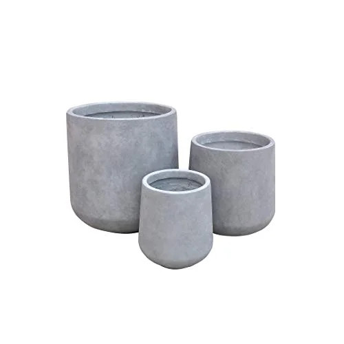 Kante  Round Concrete Planter (Set of 3 Sizes), Outdoor/Indoor(Concrete Grey) Concrete Grey | Walmart (US)