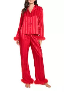 California Dynasty Satin Stripe Pajama Set | Belk
