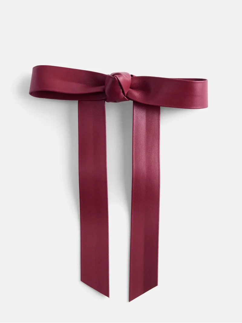 Free Assembly Women's Faux Leather Bow Barrette, Red | Walmart (US)