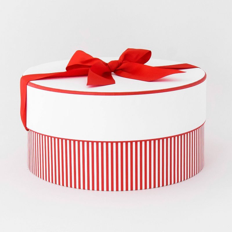 Large Round Box Red/White Candy Cane Stripes with White Lid - Sugar Paper™ + Target | Target