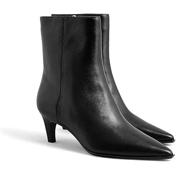 Coutgo Ankle Boots for Women Kitten Low Heel Pointed Toe Booties Side Zipper Fall Shoes | Amazon (US)