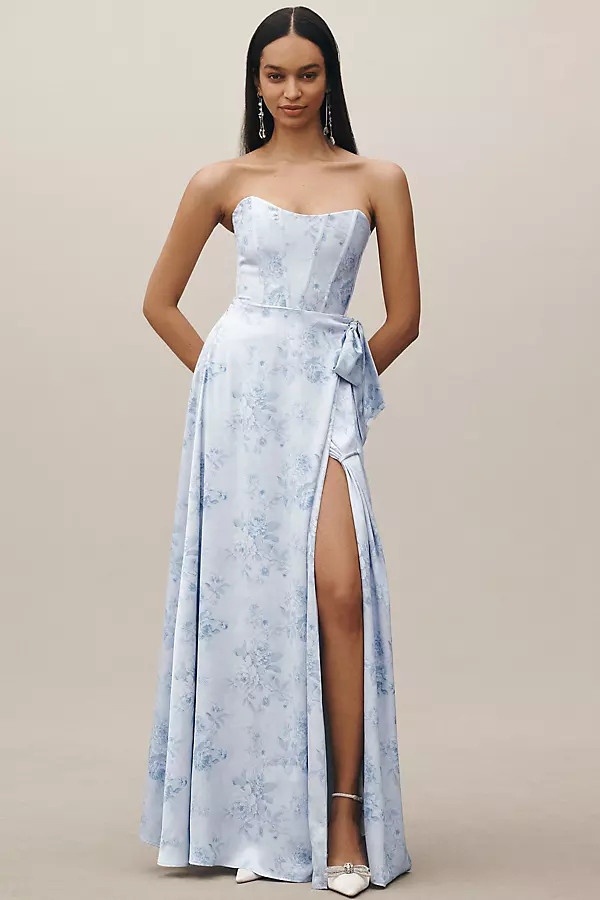V. Chapman Cecilia Satin Strapless Corset Dress | Anthropologie (US)