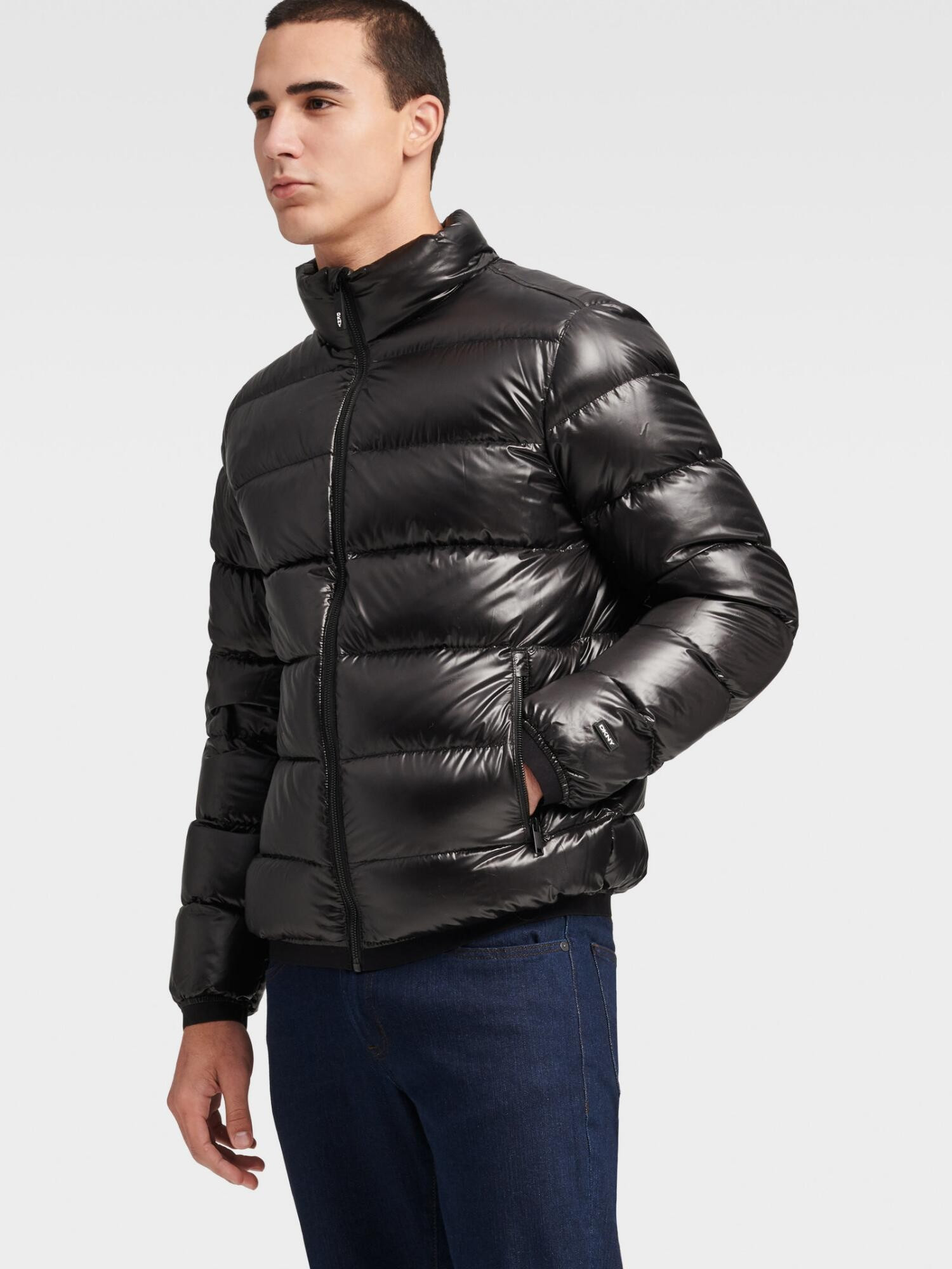 Shiny Nylon Quilted Puffer Jacket | DKNY