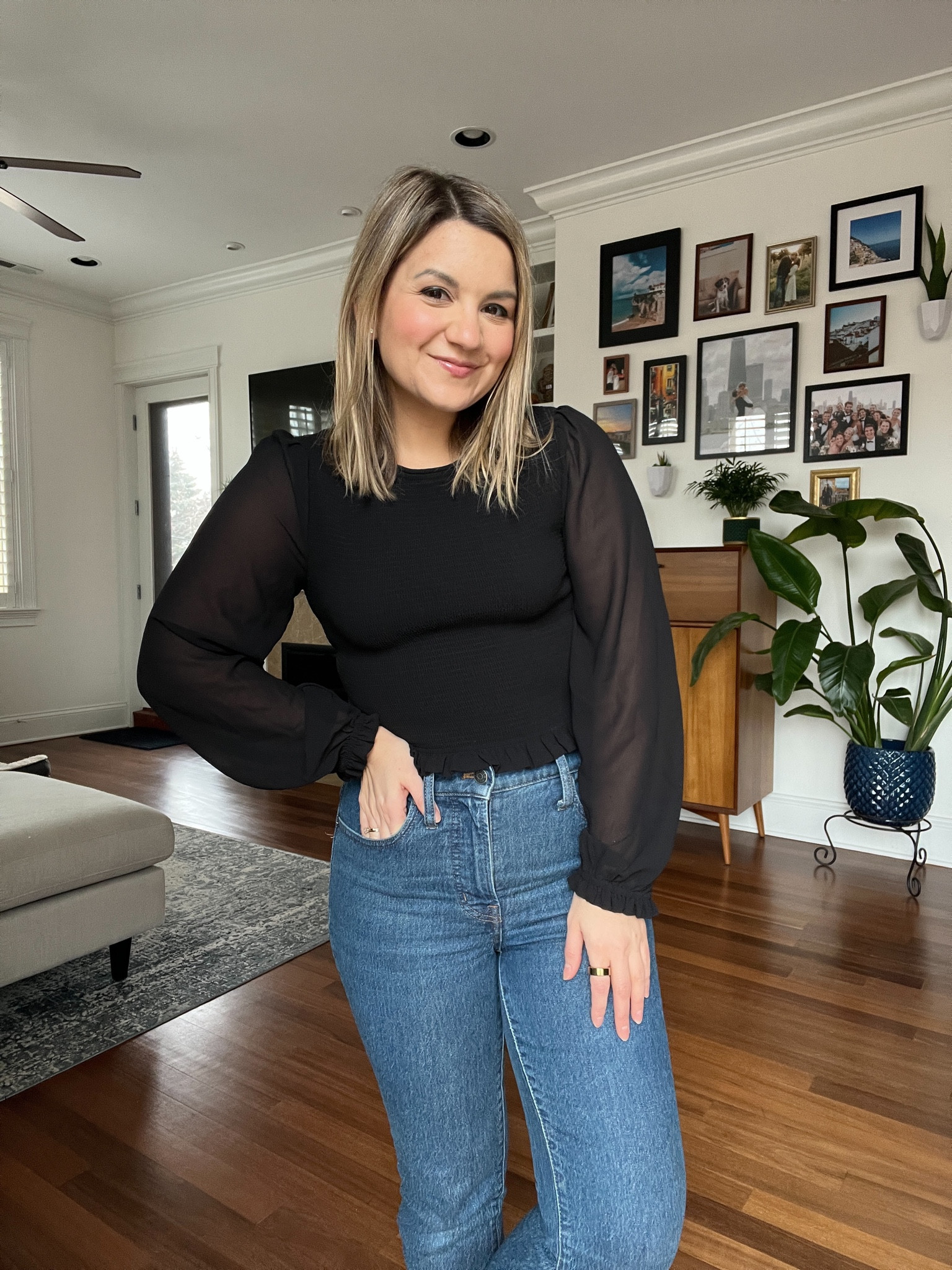 Chiffon top - wearing a small. A little small/short. You definitely need to wear this with something high waisted!

#LTKunder100