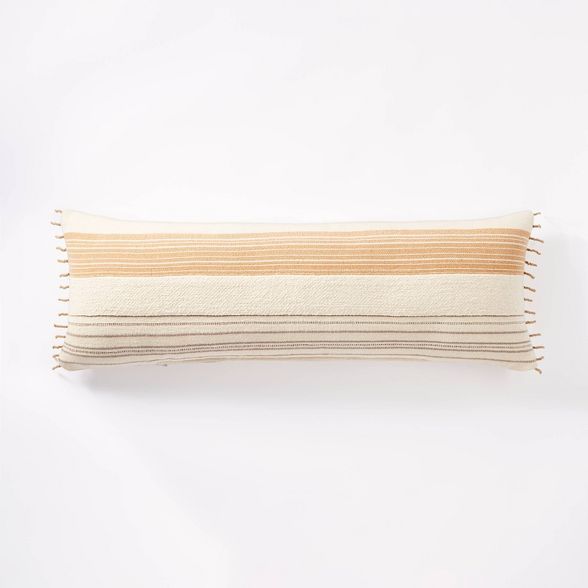 Woven Textured Striped Pillow Cream/Orange - Threshold™ | Target