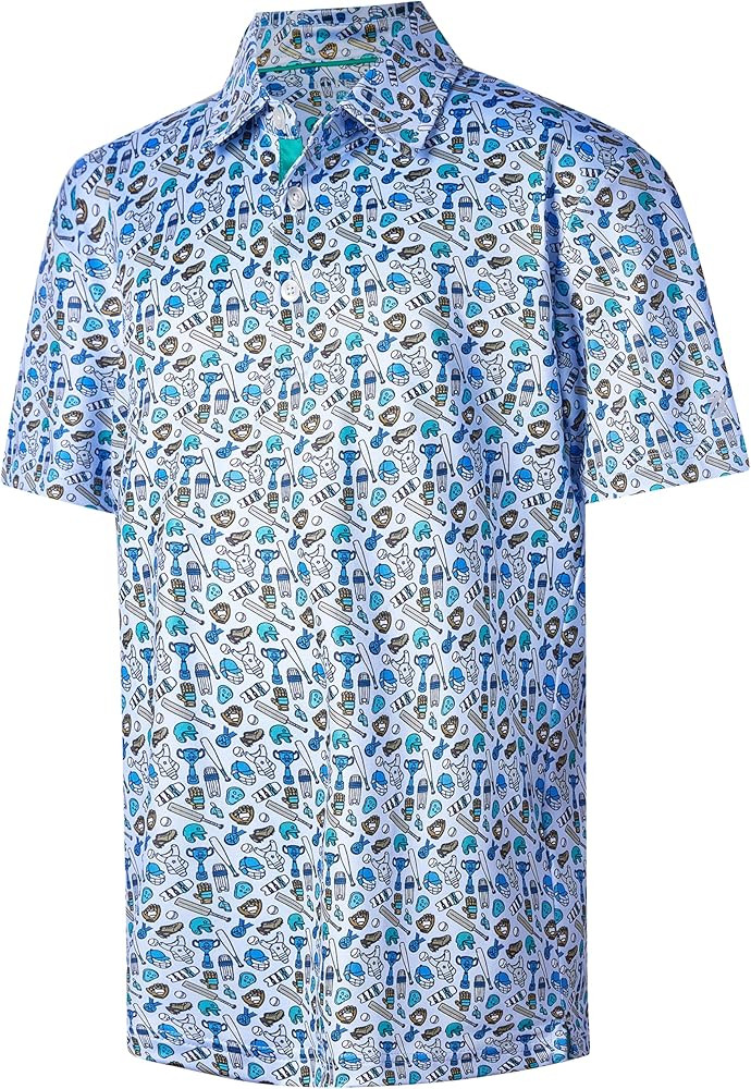 Boys Polo Shirt Short Sleeve Performance Dry Fit Stretch Funny Print Active Casual Collared Golf ... | Amazon (US)