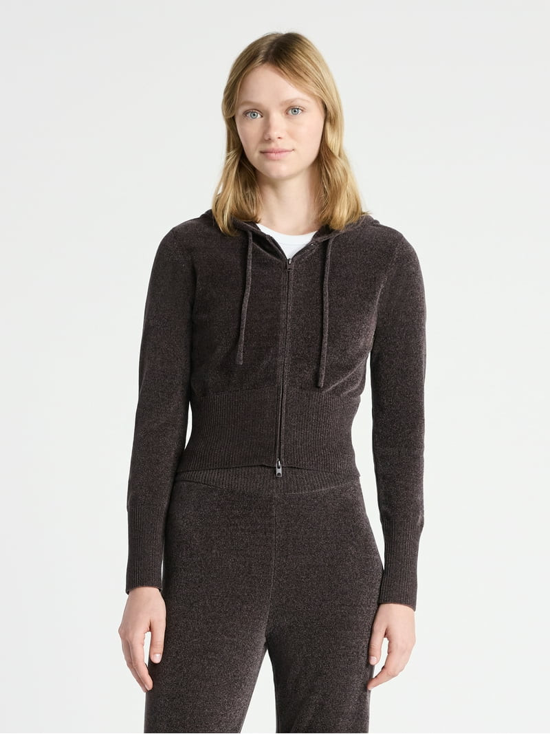 No Boundaries Chenille Zip-Up Hoodie, Women's - Walmart.com | Walmart (US)