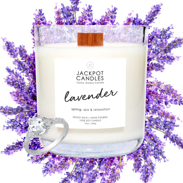 Lavender Wooden Wick Jewelry Ring Candle | Jackpot Candles