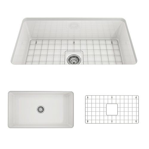 BOCCHI 1362-001-0120 Sotto Undermount Fireclay 32 in. Single Bowl Kitchen Sink with Protective Bo... | Amazon (US)