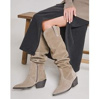 Over Knee Suede Western Boot Wide Taupe - Simply Be - Size: 4 | JD Williams (UK)