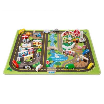 Melissa & Doug Deluxe Activity Road Rug Play Set with 49pc Wooden Vehicles and Play | Target