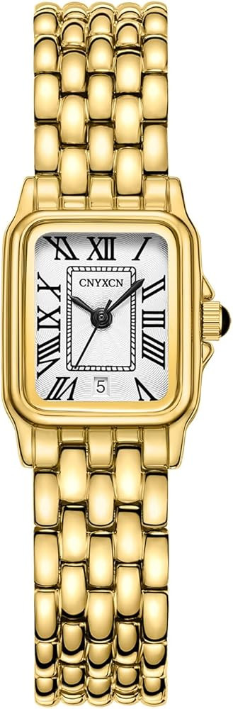 Gold Watches for Women with Rectangular Case,Roman Dial,Vintage Bracelet,Water Resistant | Amazon (US)