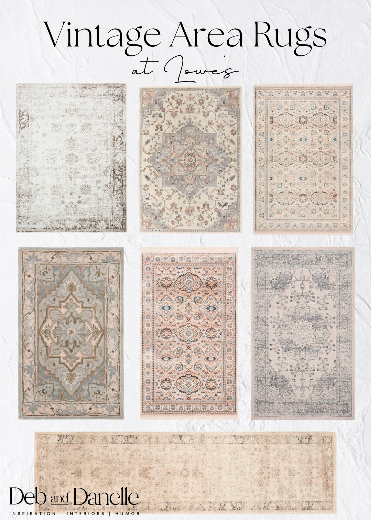 Vintage area rugs at Lowe’s

Vintage area rugs, neutral rugs, living room, home refresh, living room refresh, area rug, boho, Deb and Danelle 
