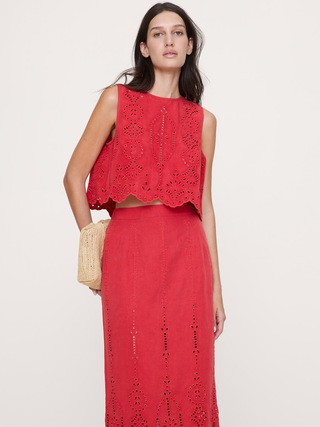 Tencel™-Linen Eyelet Tank | Banana Republic (US)