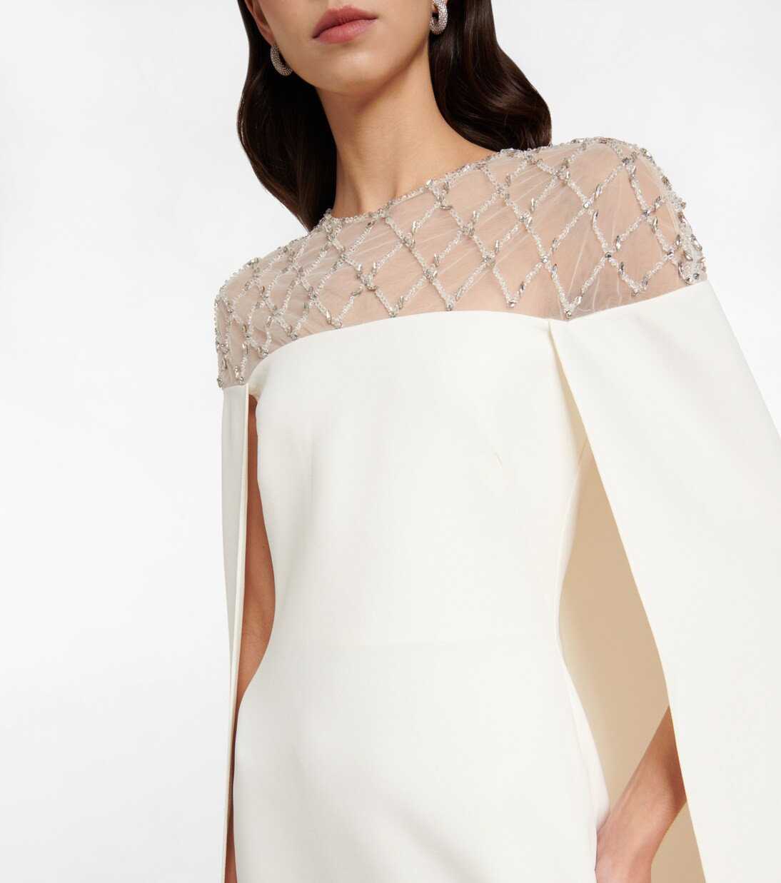 Bridal embellished crêpe cape gown | Mytheresa (US/CA)