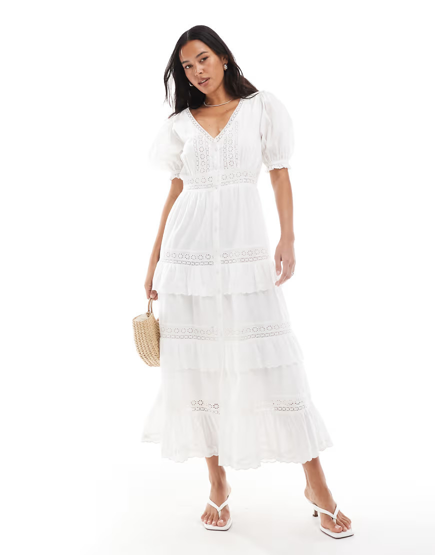 Miss Selfridge heritage maxi dress in white | ASOS (Global)