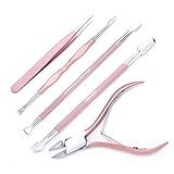 Rose Gold Nail Cuticle Clipper Pusher Scissor Nipper Tweezer Picker Stainless Steel Diy Manicure Nai | Amazon (US)